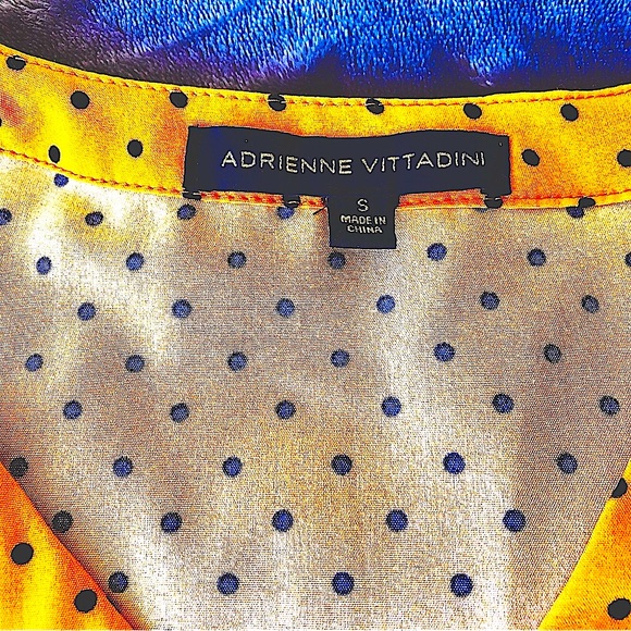DONATED   Adrienne Vittadini Silky Polka Dot Oversize Logo-Pocket Blouse - Picture 8 of 12
